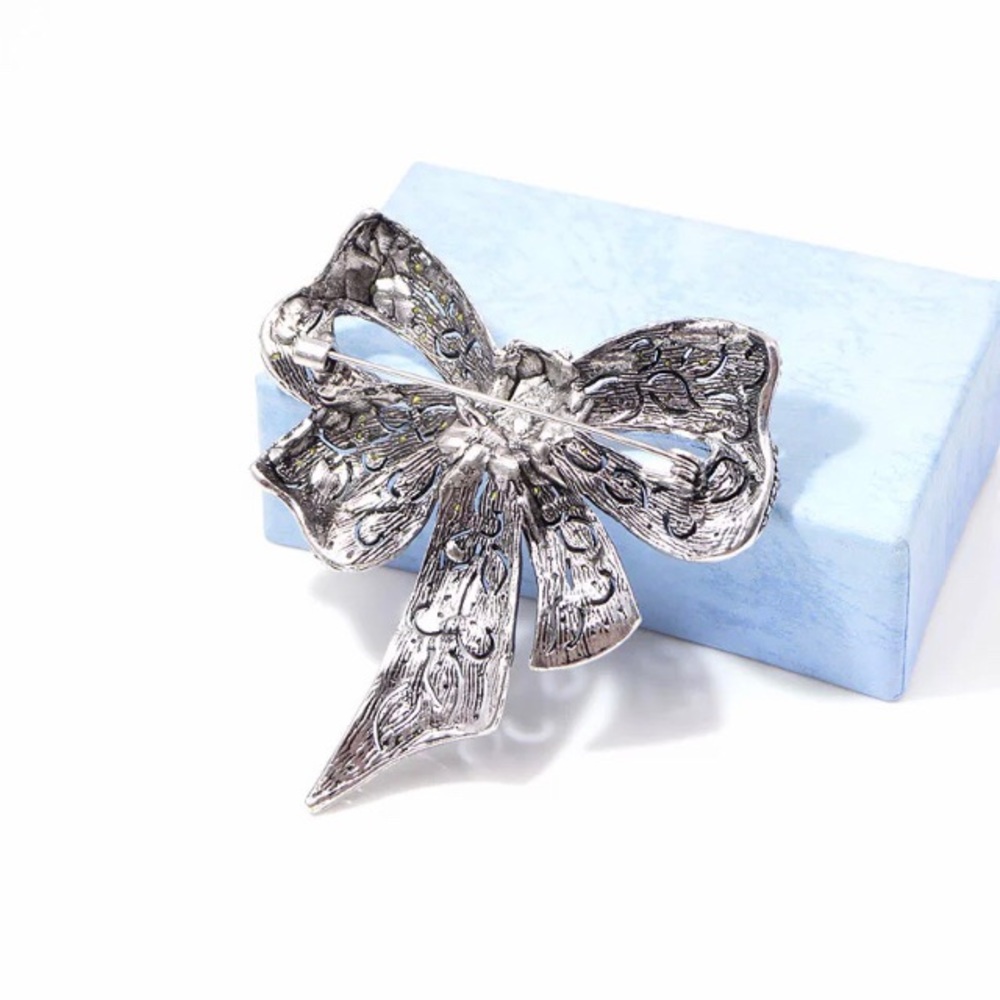 BIG!💙💎GORGEOUS!🎀BOW BROOCH💎💙NEW! ANTIQUE LOOK - Picture 3 of 4
